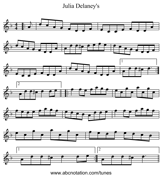 Julia Delaney's - staff notation