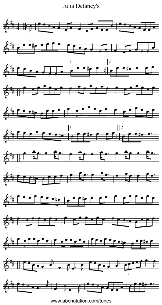 Julia Delaney's - staff notation