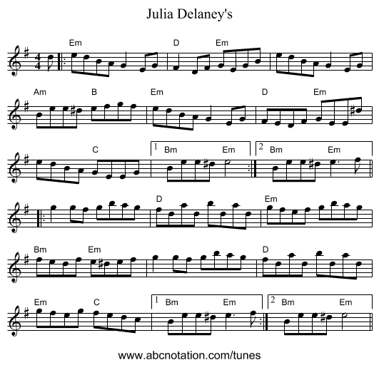 Julia Delaney's - staff notation