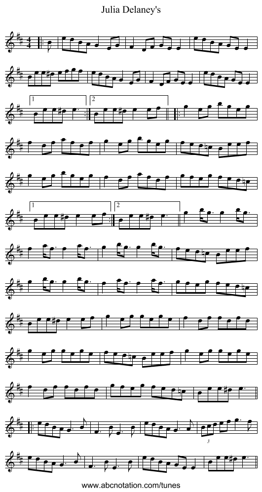 Julia Delaney's - staff notation