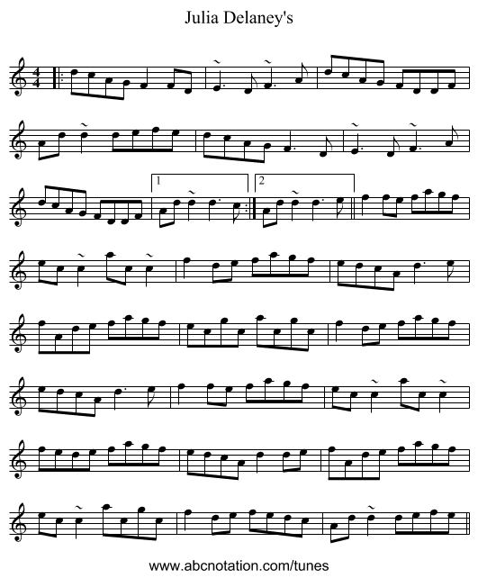 Julia Delaney's - staff notation