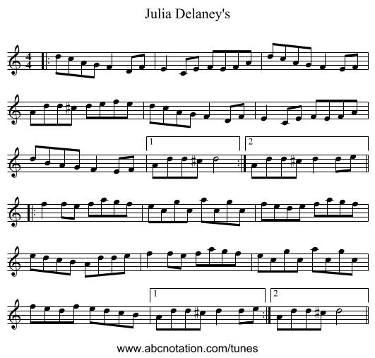 Julia Delaney's - staff notation
