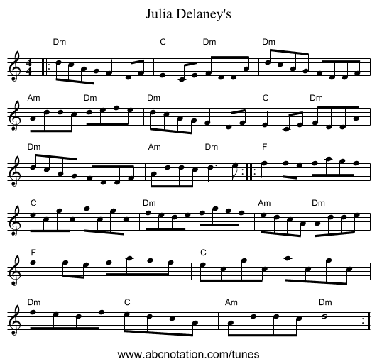 Julia Delaney's - staff notation