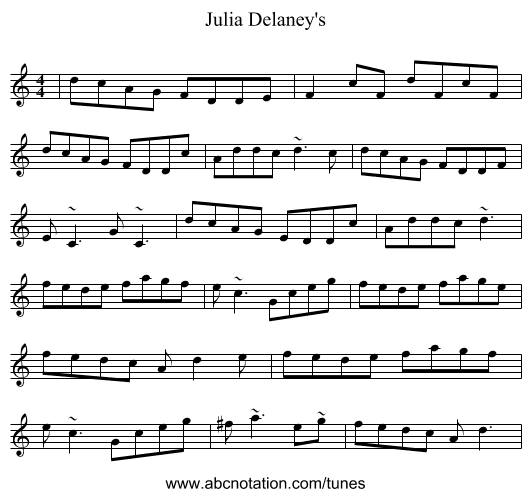 Julia Delaney's - staff notation