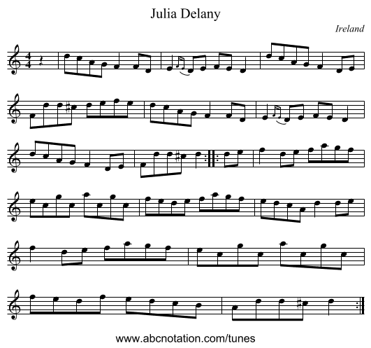 Julia Delany - staff notation
