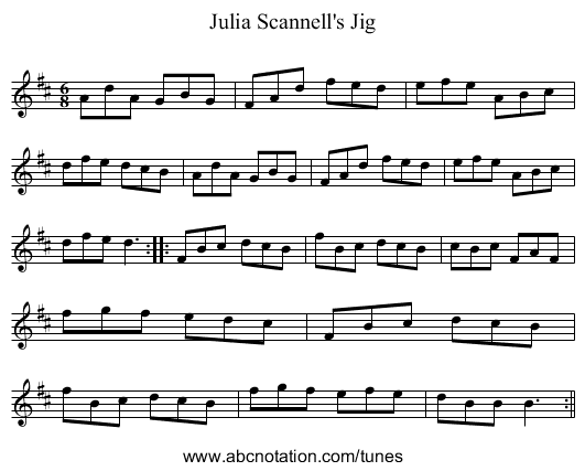 Julia Scannell's Jig - staff notation