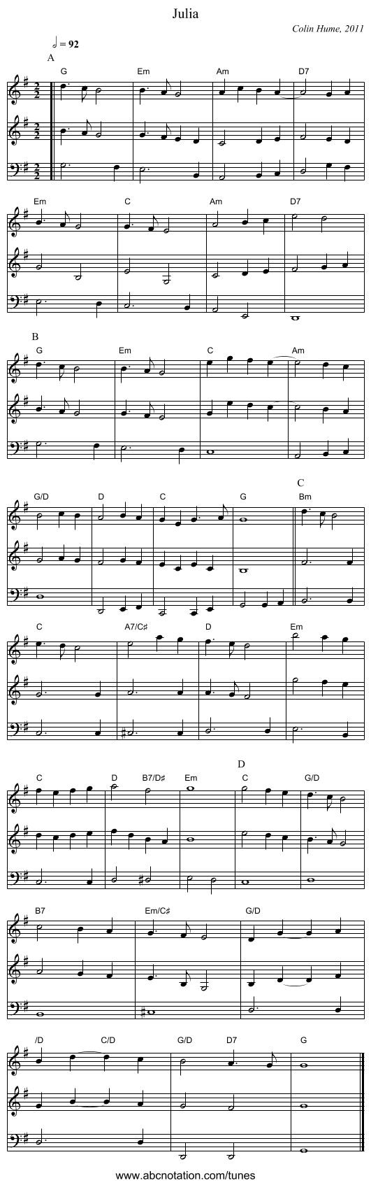 Julia - staff notation