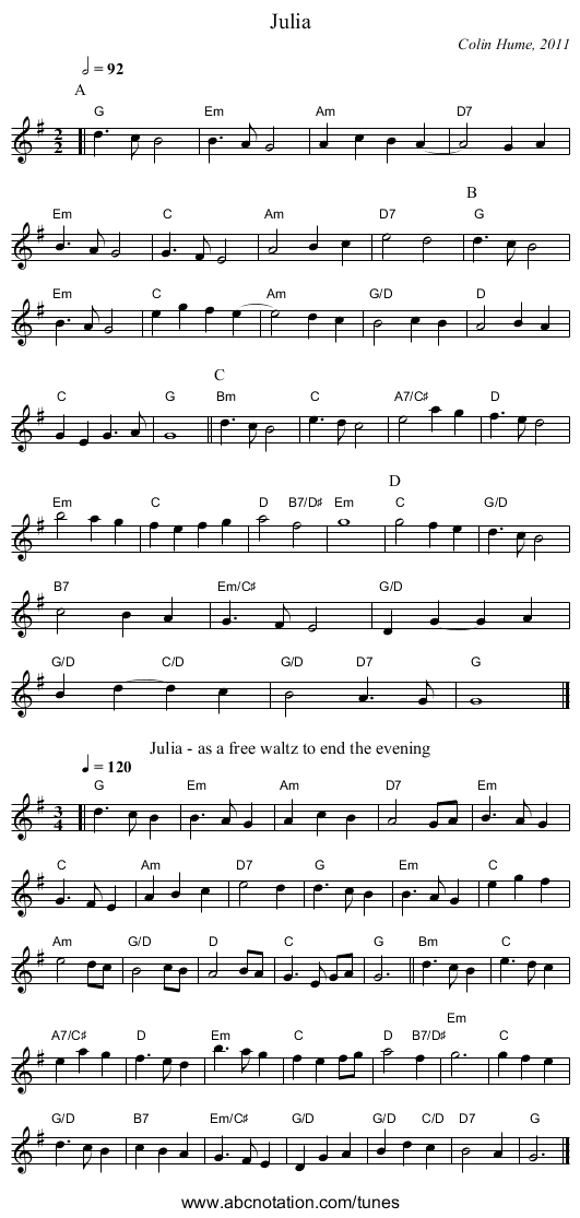 Julia - staff notation