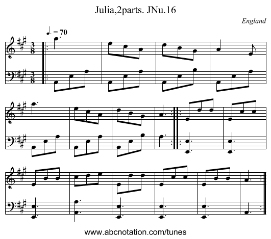 Julia,2parts. JNu.16 - staff notation