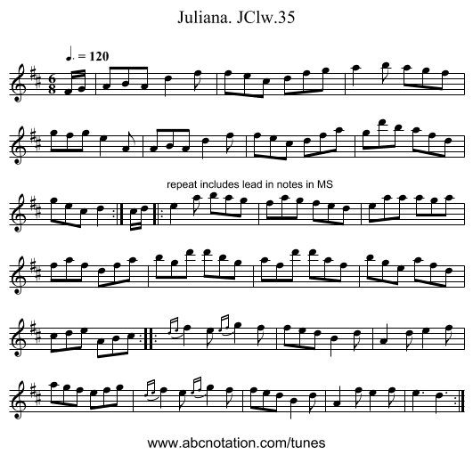Juliana. JClw.35 - staff notation