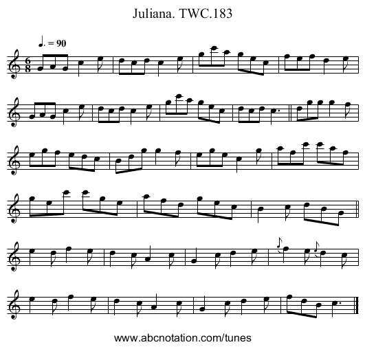 Juliana. TWC.183 - staff notation