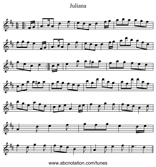 Juliana - staff notation