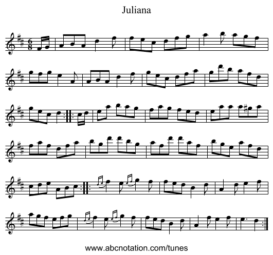Juliana - staff notation