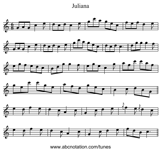Juliana - staff notation