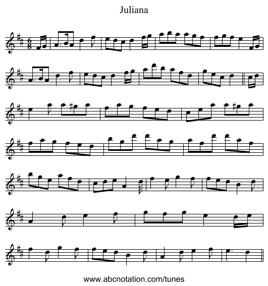 Juliana - staff notation