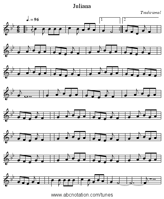 Juliana - staff notation