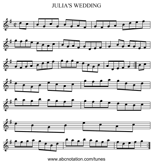 JULIA'S WEDDING - staff notation