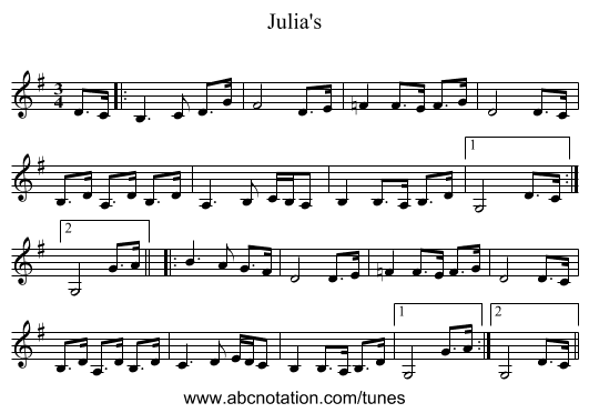 Julia's - staff notation