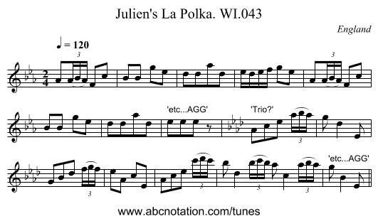 Julien's La Polka. WI.043 - staff notation
