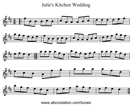 Julie's Kitchen Wedding - staff notation