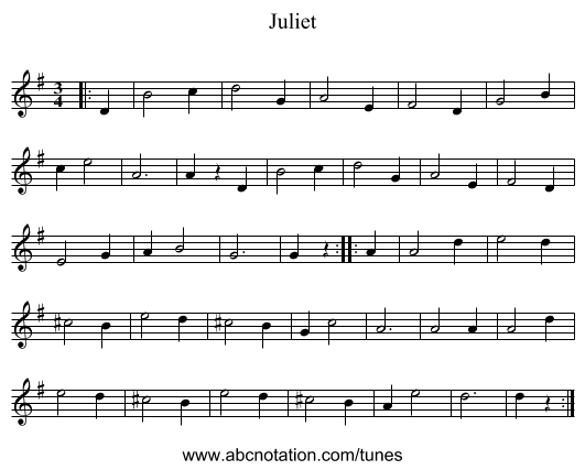 Juliet - staff notation
