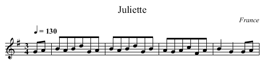 Juliette - staff notation