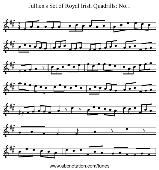 Jullien's Set of Royal Irish Quadrills: No.1 - staff notation