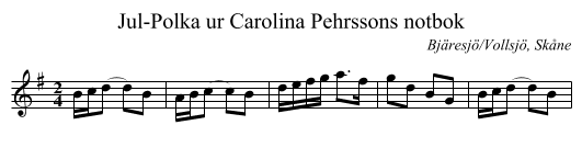 Jul-Polka ur Carolina Pehrssons notbok - staff notation