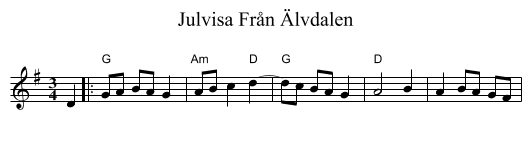 Julvisa Från Älvdalen - staff notation