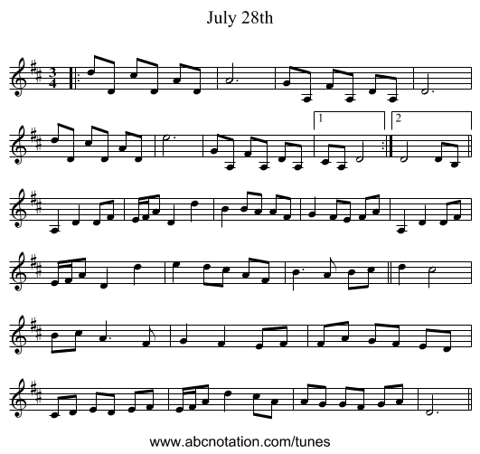 July 28th - staff notation