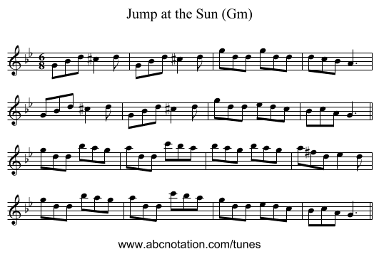 Jump at the Sun (Gm) - staff notation