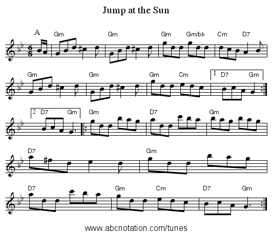 Jump at the Sun - staff notation