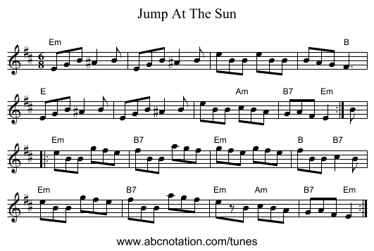 Jump At The Sun - staff notation