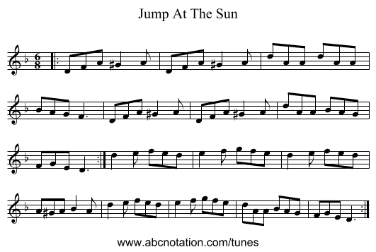 Jump At The Sun - staff notation