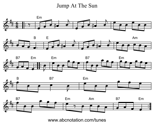 Jump At The Sun - staff notation