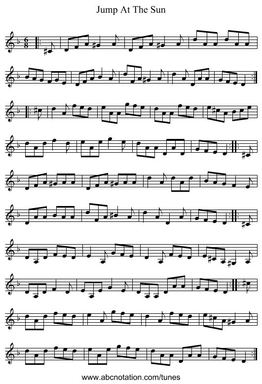 Jump At The Sun - staff notation