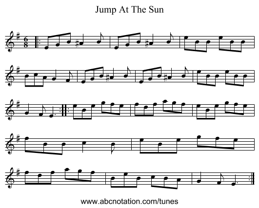Jump At The Sun - staff notation