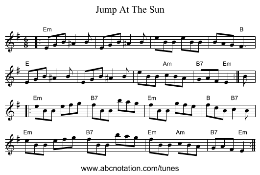 Jump At The Sun - staff notation