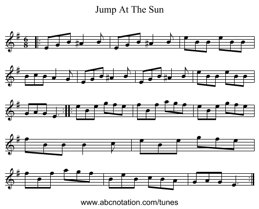 Jump At The Sun - staff notation