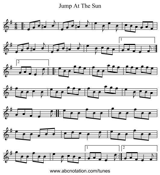 Jump At The Sun - staff notation