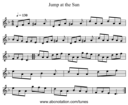 Jump at the Sun - staff notation