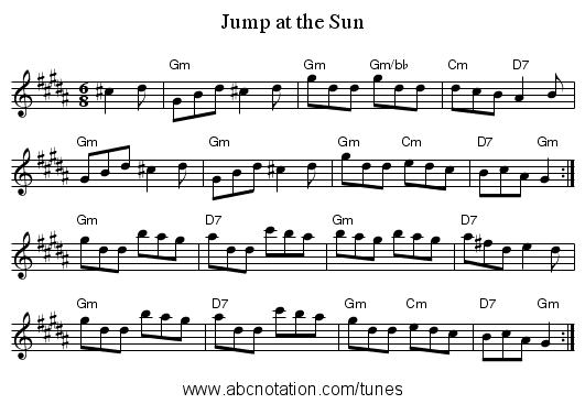 Jump at the Sun - staff notation