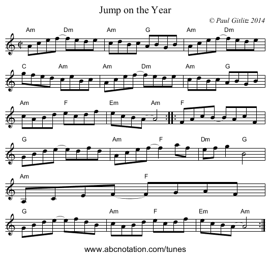 Jump on the Year - staff notation