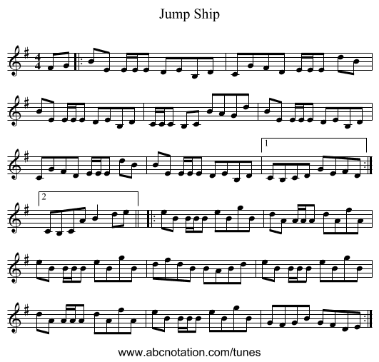 Jump Ship - staff notation