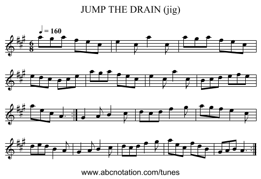 JUMP THE DRAIN (jig) - staff notation