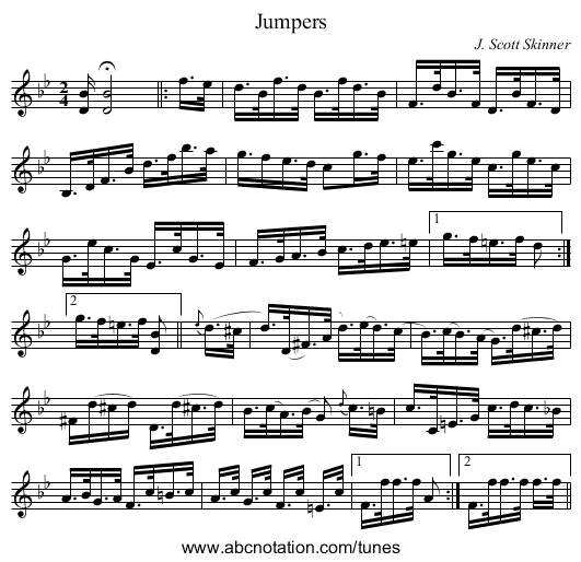 Jumpers - staff notation