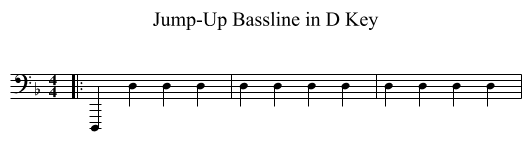 Jump-Up Bassline in D Key - staff notation