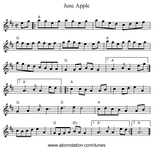 June Apple - staff notation