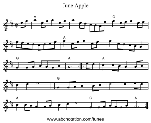 June Apple - staff notation
