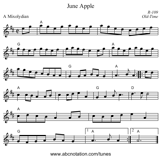 June Apple - staff notation